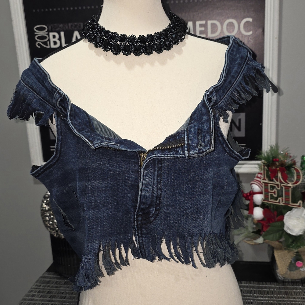 Frayed Denim Crop Top